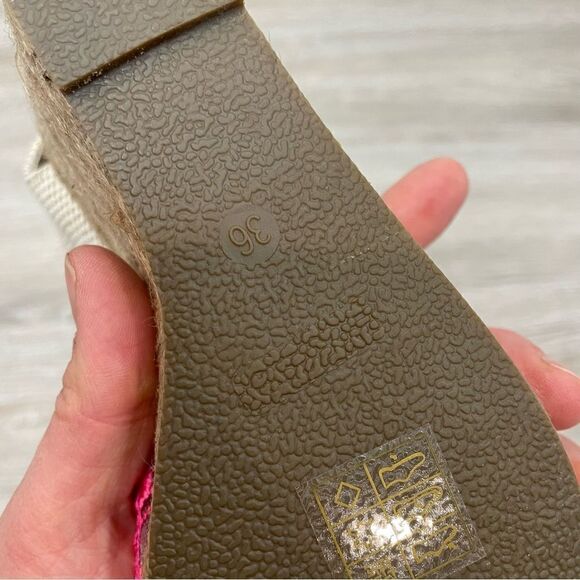 LE CAPRICCIOSE Lattice Slingback Espadrille Pink Lace Shoes Wedge US 6 UE36 - Picture 5 of 9